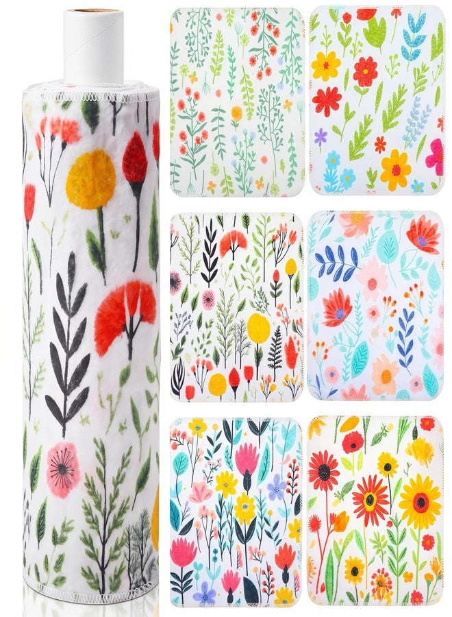 Tegeme 36pcs Floral Reusable Paper Towels Roll 11.81 x 11.81 Inches Washable Paperless Cotton Kitchen Towels Bulk for Kitchen Bathroom - Image 1
